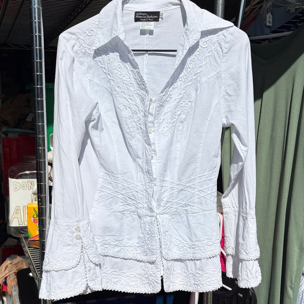 Chic White Lace Trim Blouse